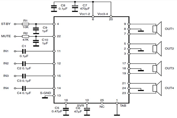 TDA7388 Amplifier Circuit Diagram