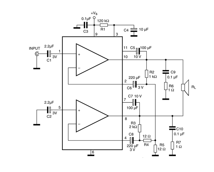 TDA2005 Bridge Amplifier Circuit Diagram
