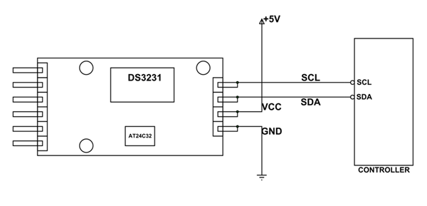 DS3231 RTC Module Interfacing Circuit Diagram