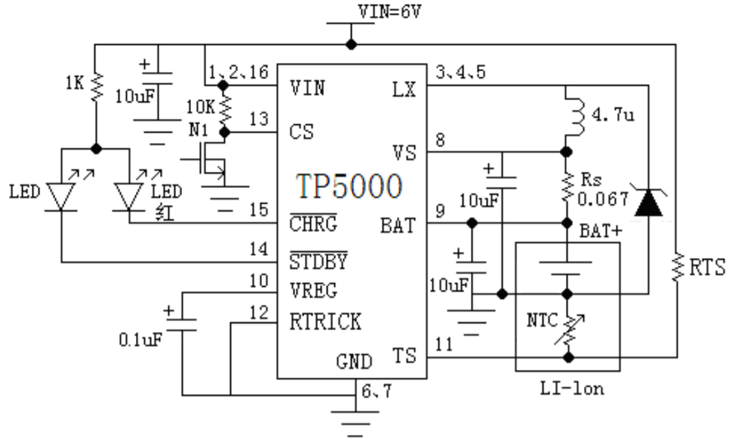 TP5000 Application Circuit