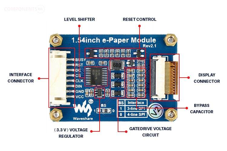 1.54” ePaper Display Module Parts Marking