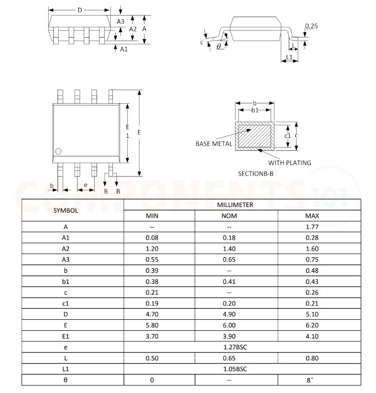 L9110 SOP8 Package Dimension