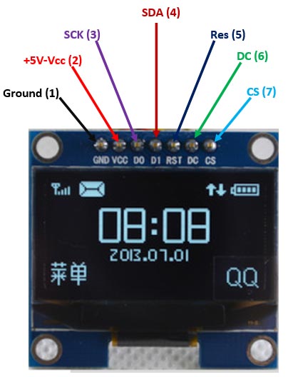 SSD1306 OLED Display Pinout