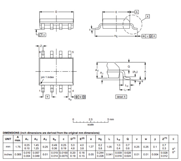 PCF8563 2D-Model and Dimensions