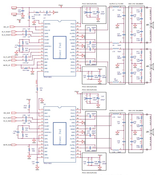 TPA3116D2 Amplifier Circuit Diagram