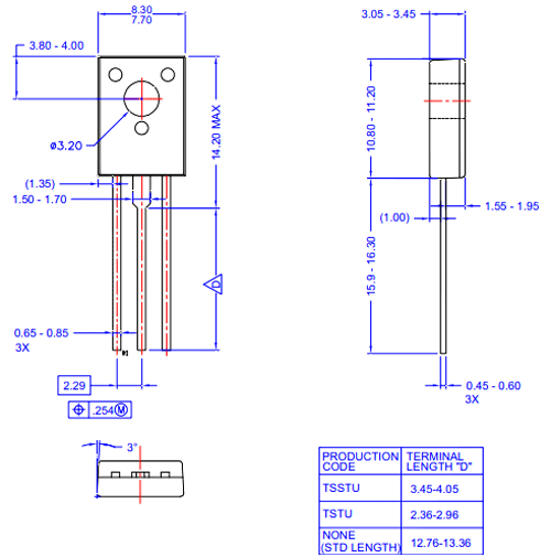 BD140 Transistor Dimensions