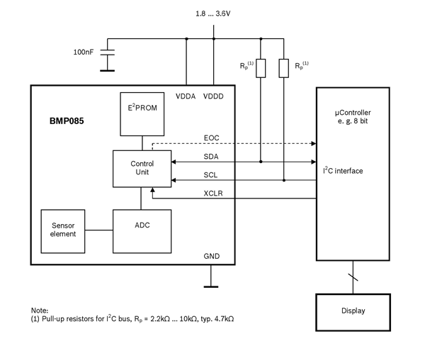 BMP085 Pressure sensor application circuit