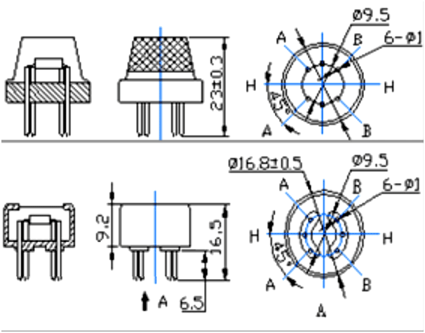 MQ-137 Gas Sensor Dimensions