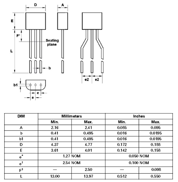 S9013 Transistor 2D Dimensions