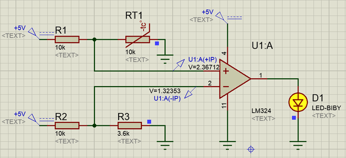 Sense temperature and control a system in action using LM324