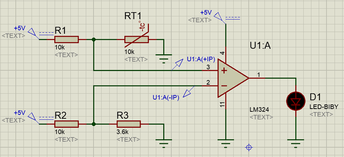 Sense temperature and control a system working using LM324