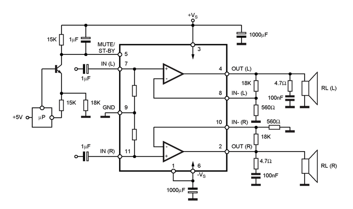 TDA7265 Audio Amplifier Circuit Diagram