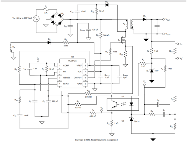 UC3843 Application Circuit Diagram