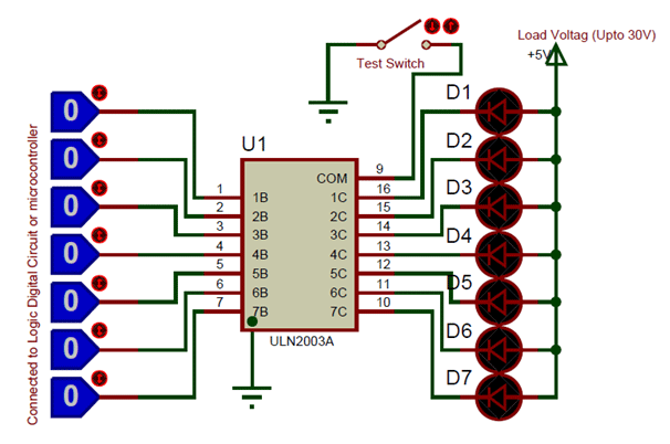 ULN2003 Motor Driver Circuit Diagram